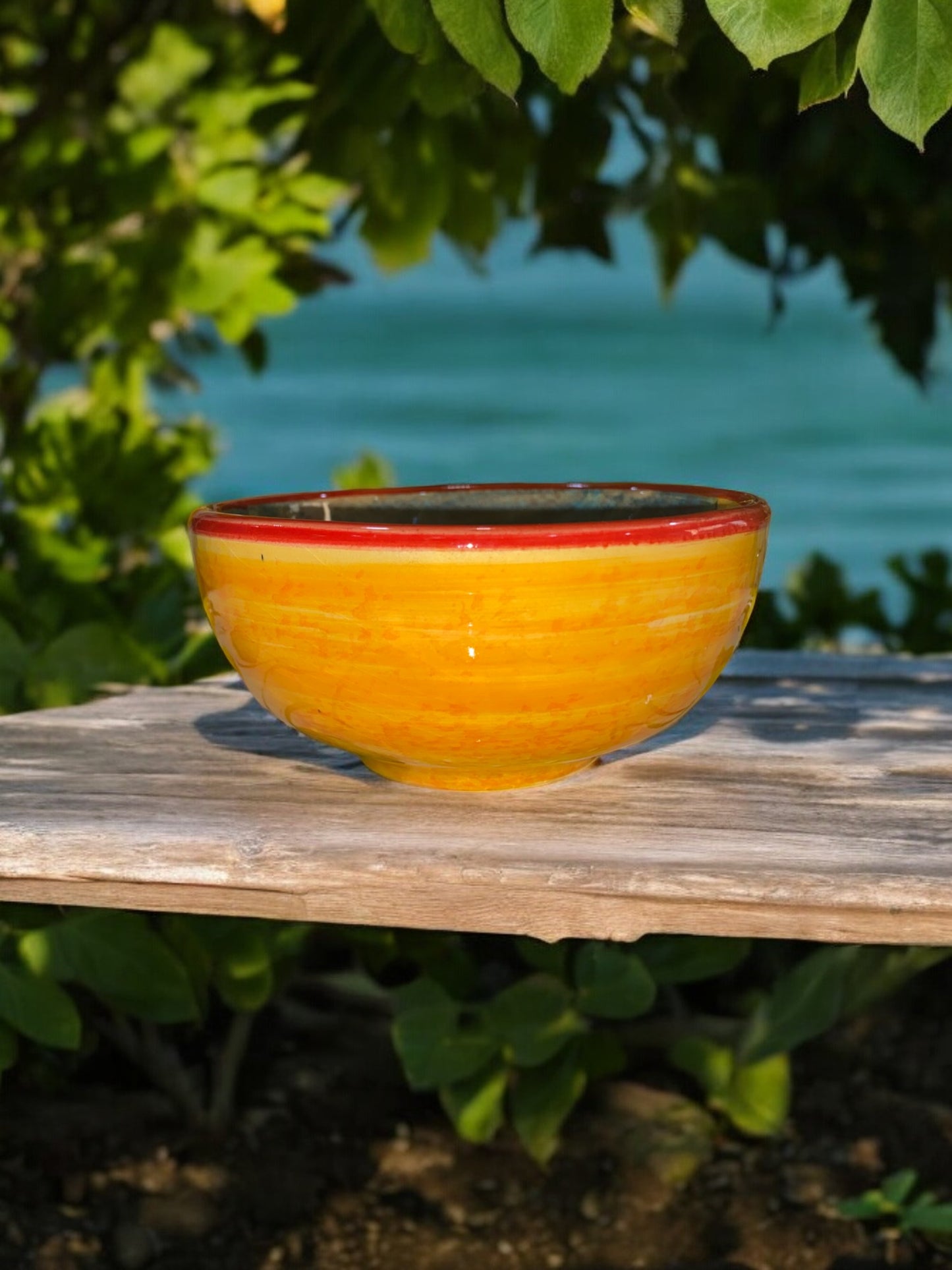 Handmade Ceramic Bowl with Village Motif