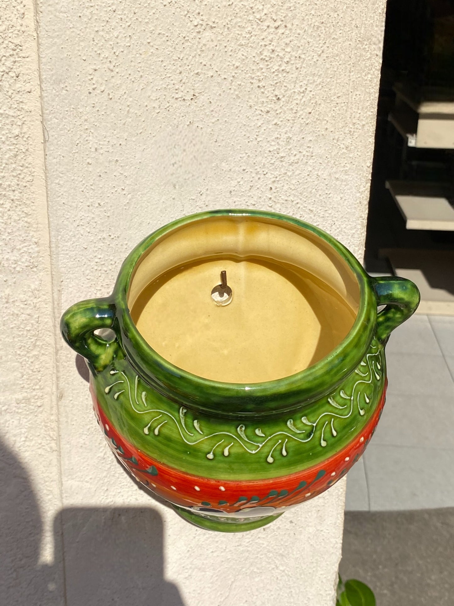 Cache-pot de Taille Moyenne en Céramique Artisanale - Motif Provençal Vert