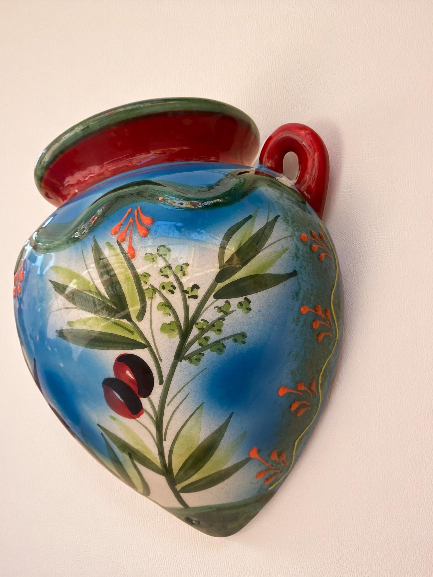 Grande vaso in ceramica fatto a mano - Motivo olive provenzali