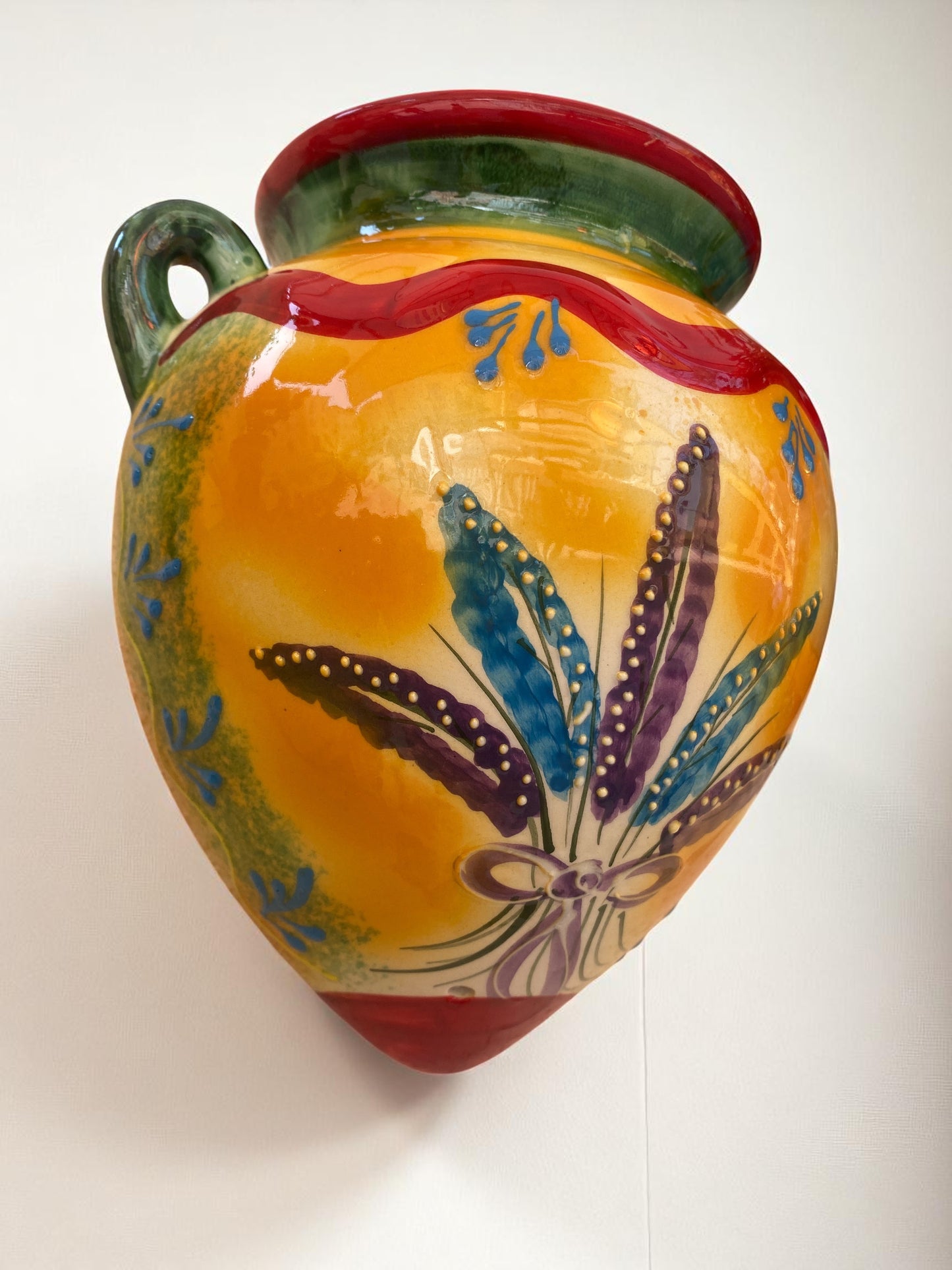 Grande vaso in ceramica fatto a mano - Motivo lavanda provenzale