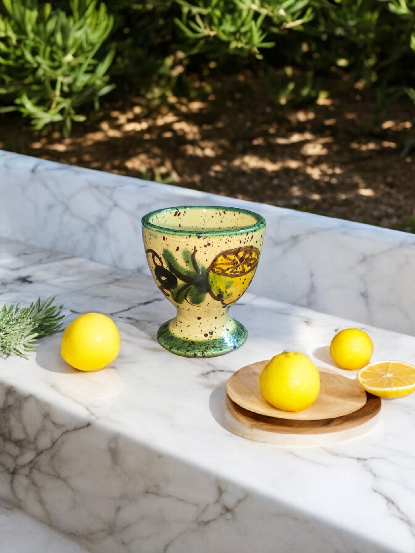 Coquetier en Céramique Artisanale - Motif Citron Provençal