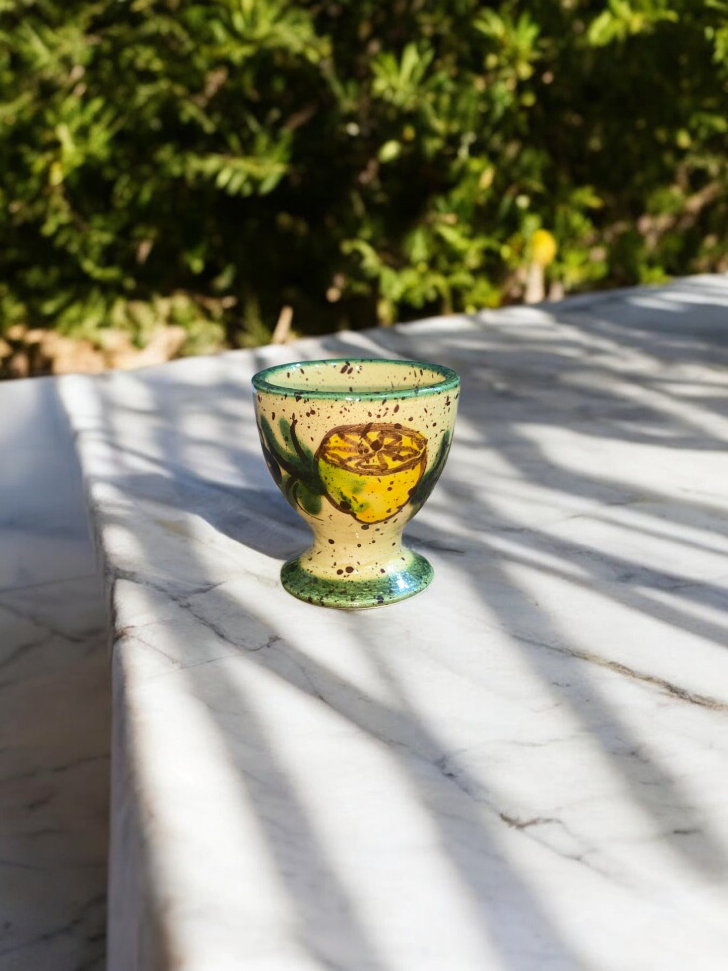 Coquetier en Céramique Artisanale - Motif Citron Provençal