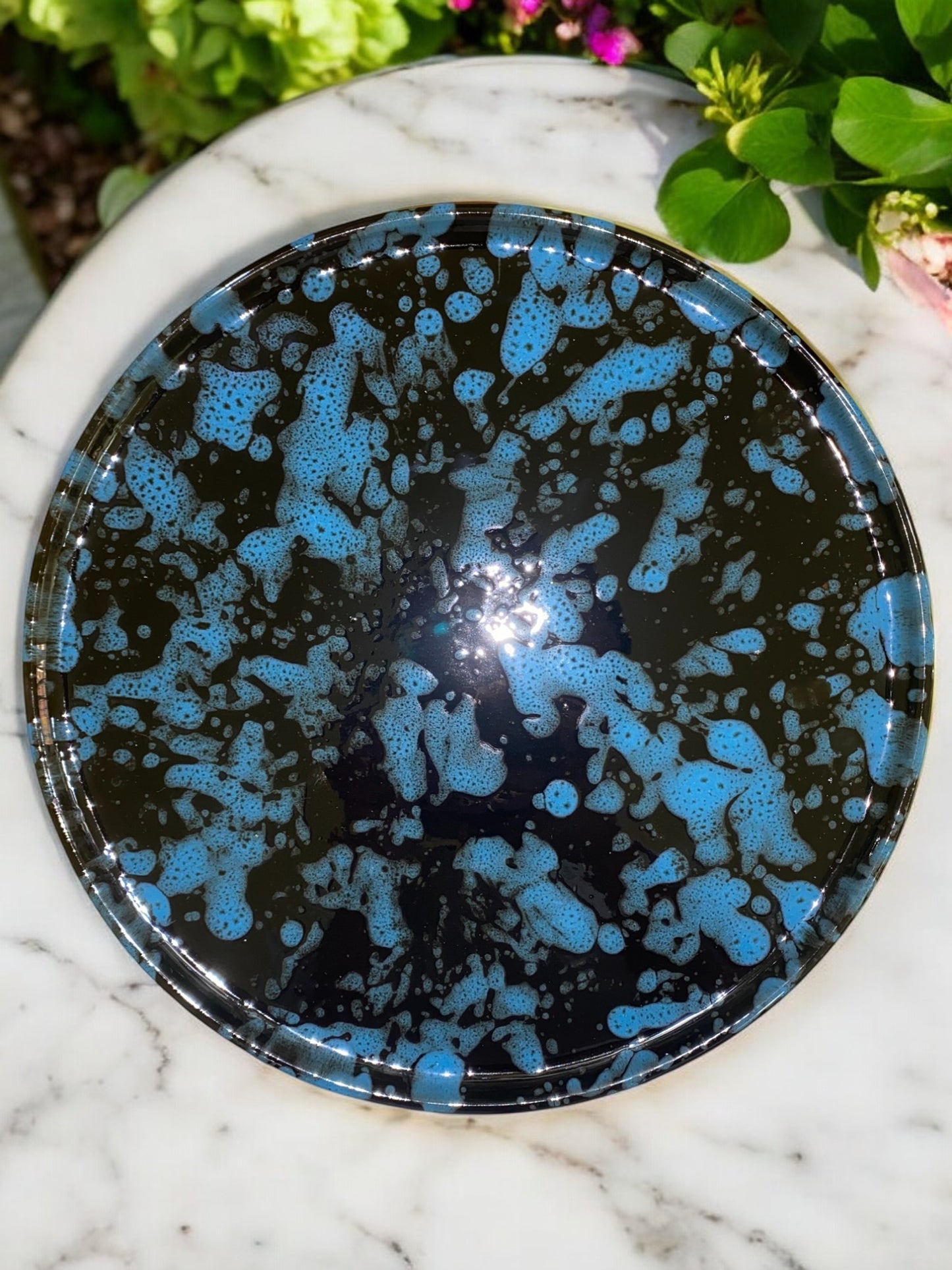 Black and Blue Handmade Terracotta Pie Dish