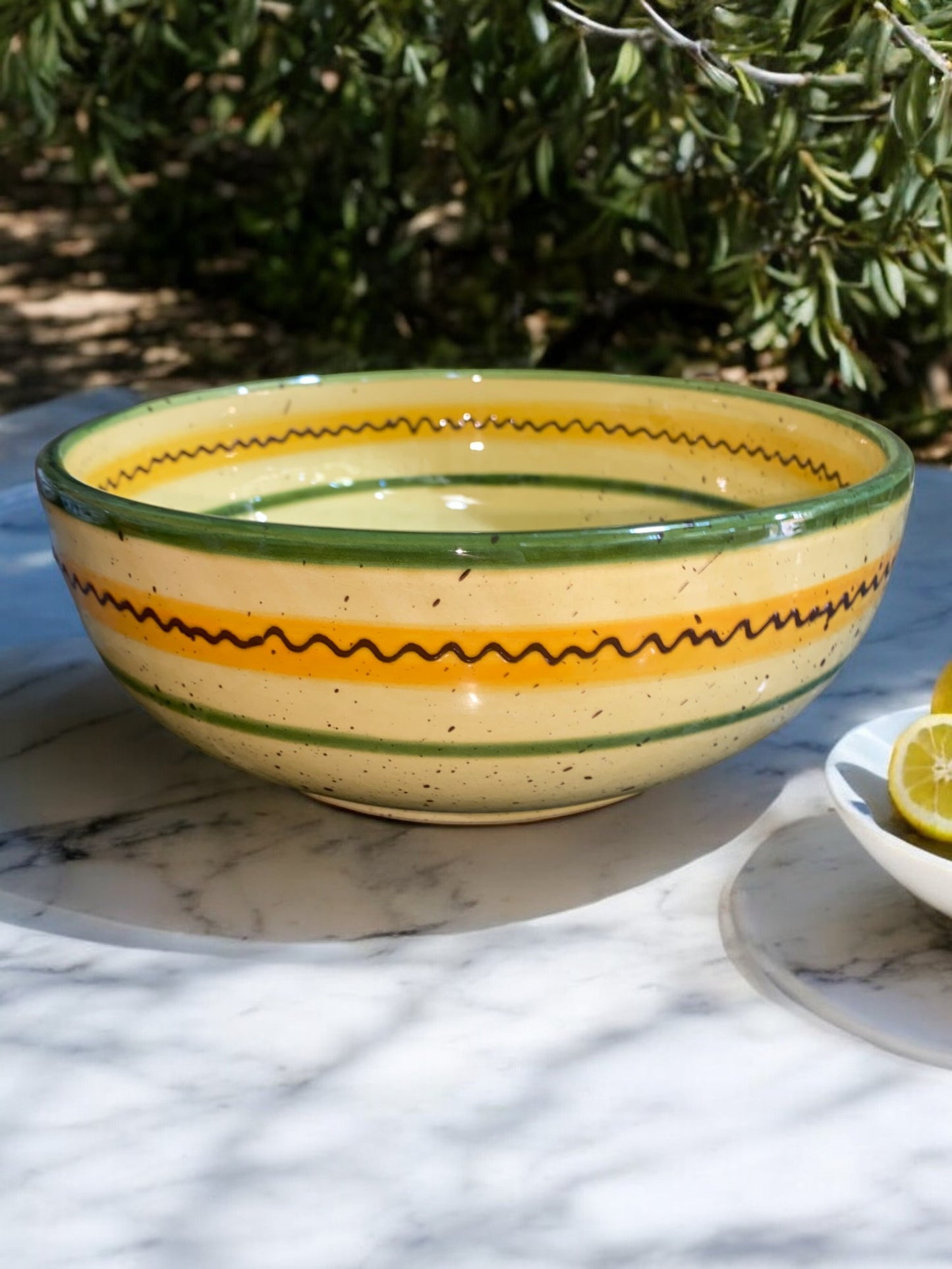 Saladier en Céramique Artisanale - Motif Citron Provençal