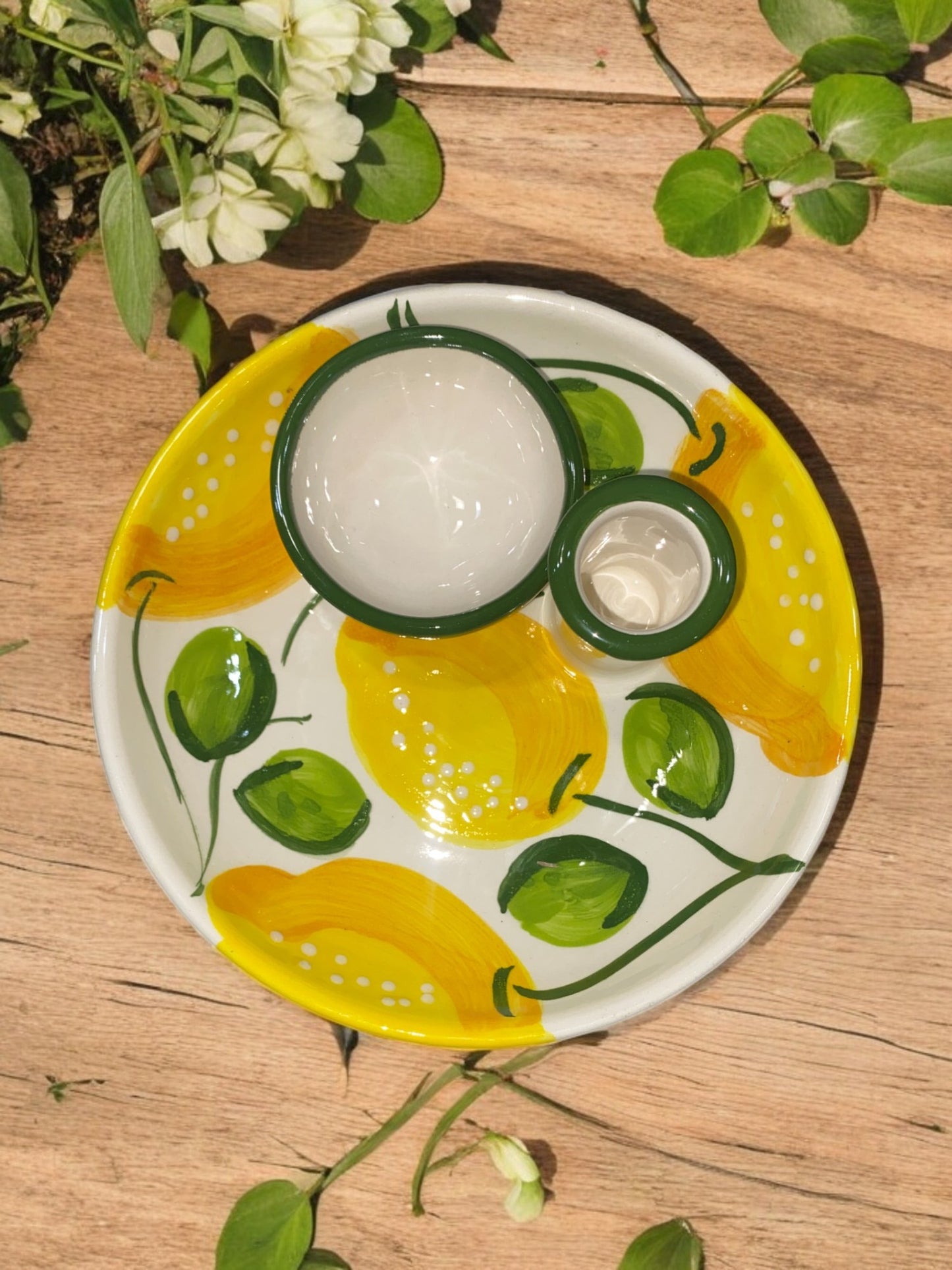 Assiette pour Olives en Céramique Artisanale - Motifs Citrons