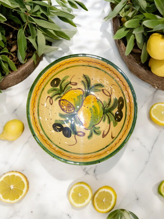 Bol en Céramique Artisanale - Motif Citron Provençal