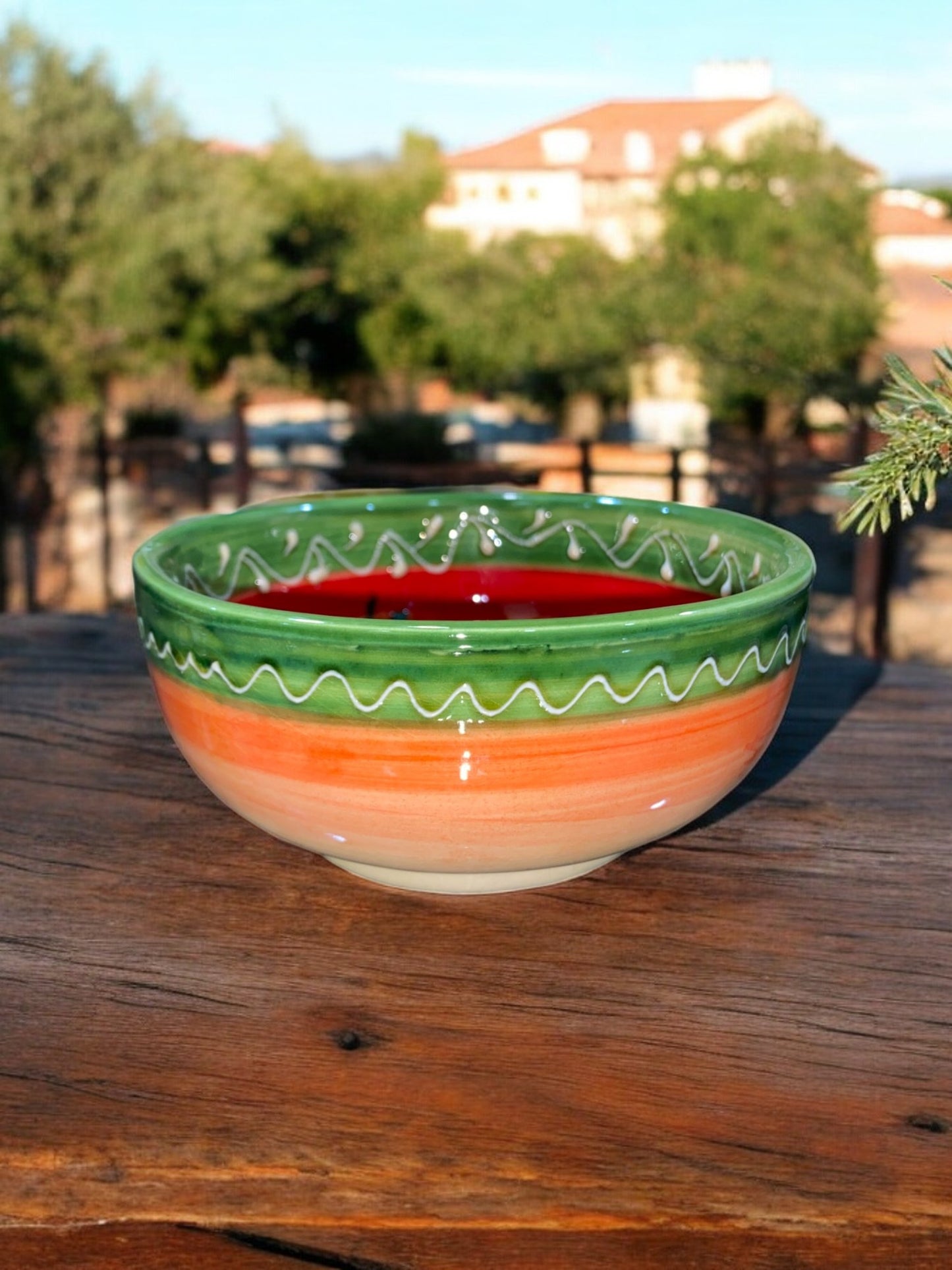 Bol en Céramique Artisanale - Motif Provençal Vert