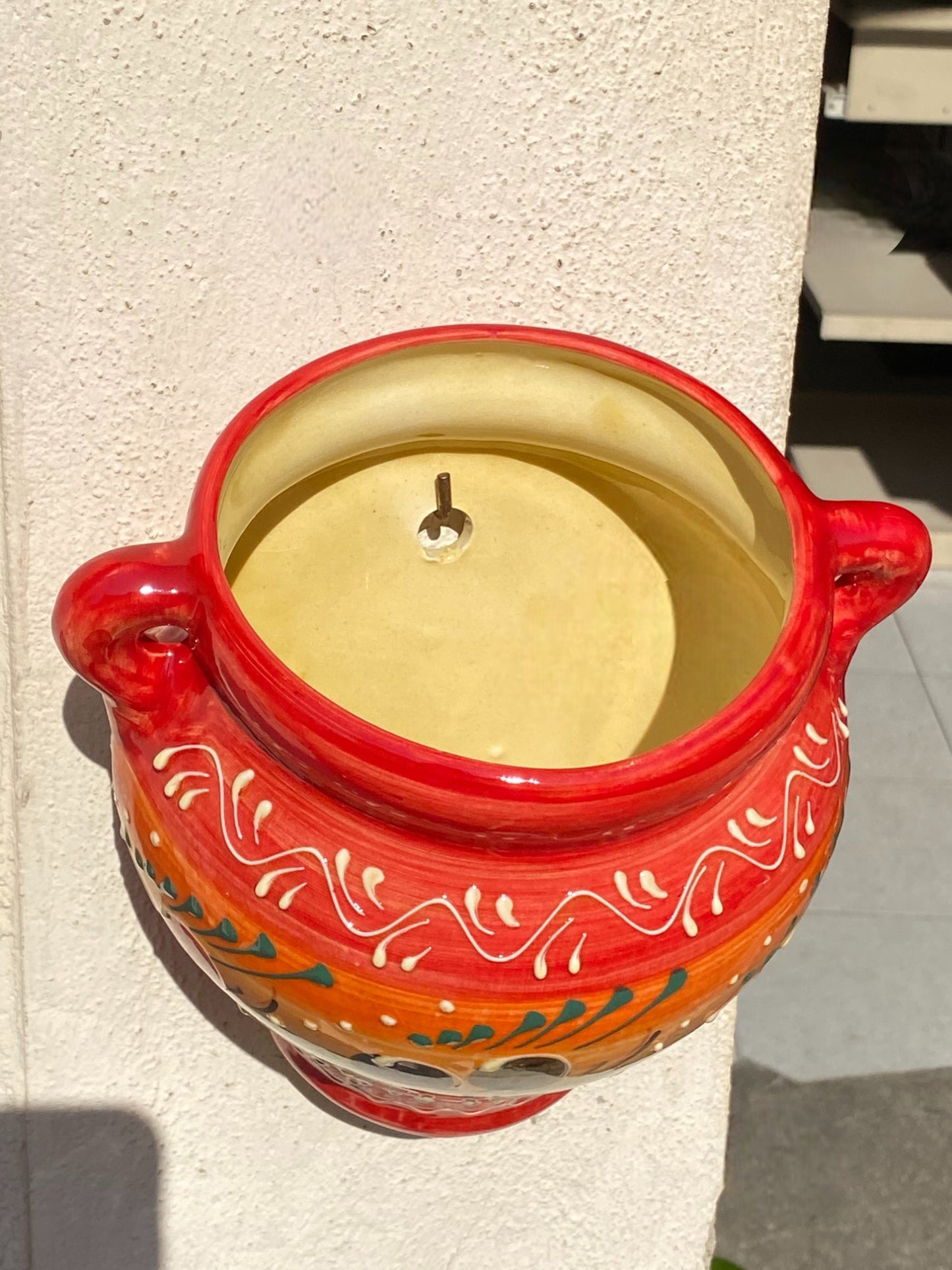 Cache-pot de Taille Moyenne en Céramique Artisanale - Motif Provençal Rouge