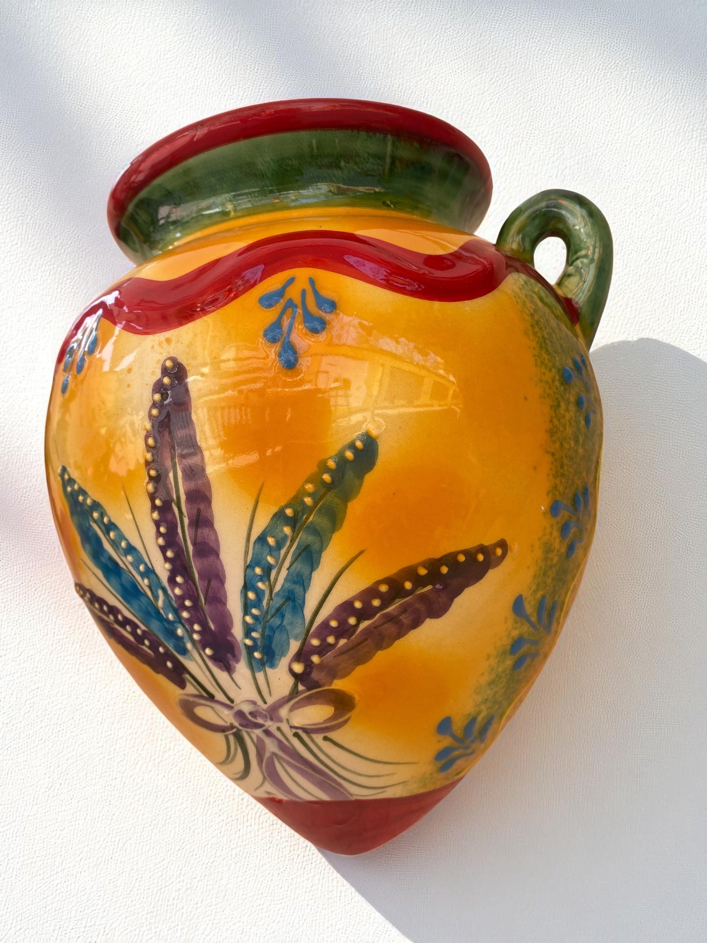 Grande vaso in ceramica fatto a mano - Motivo lavanda provenzale