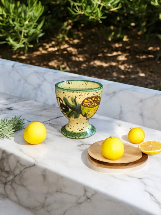 Coquetier en Céramique Artisanale - Motif Citron Provençal