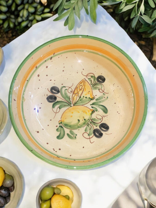 Coupe à Fruits en Céramique Artisanale - Motif Citron Provençal