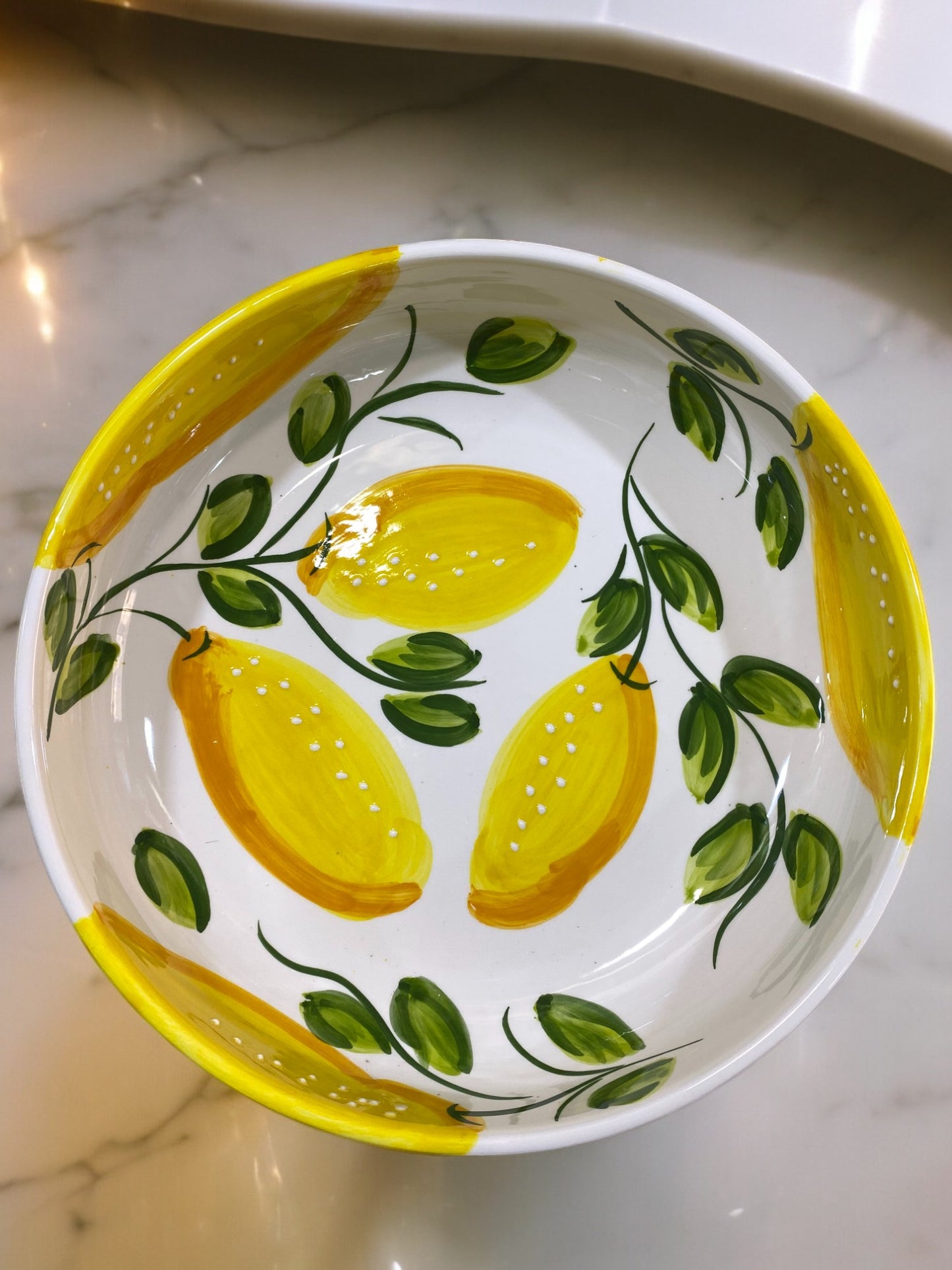 Handmade Ceramic Fruit Bowl with Lemon Motifs