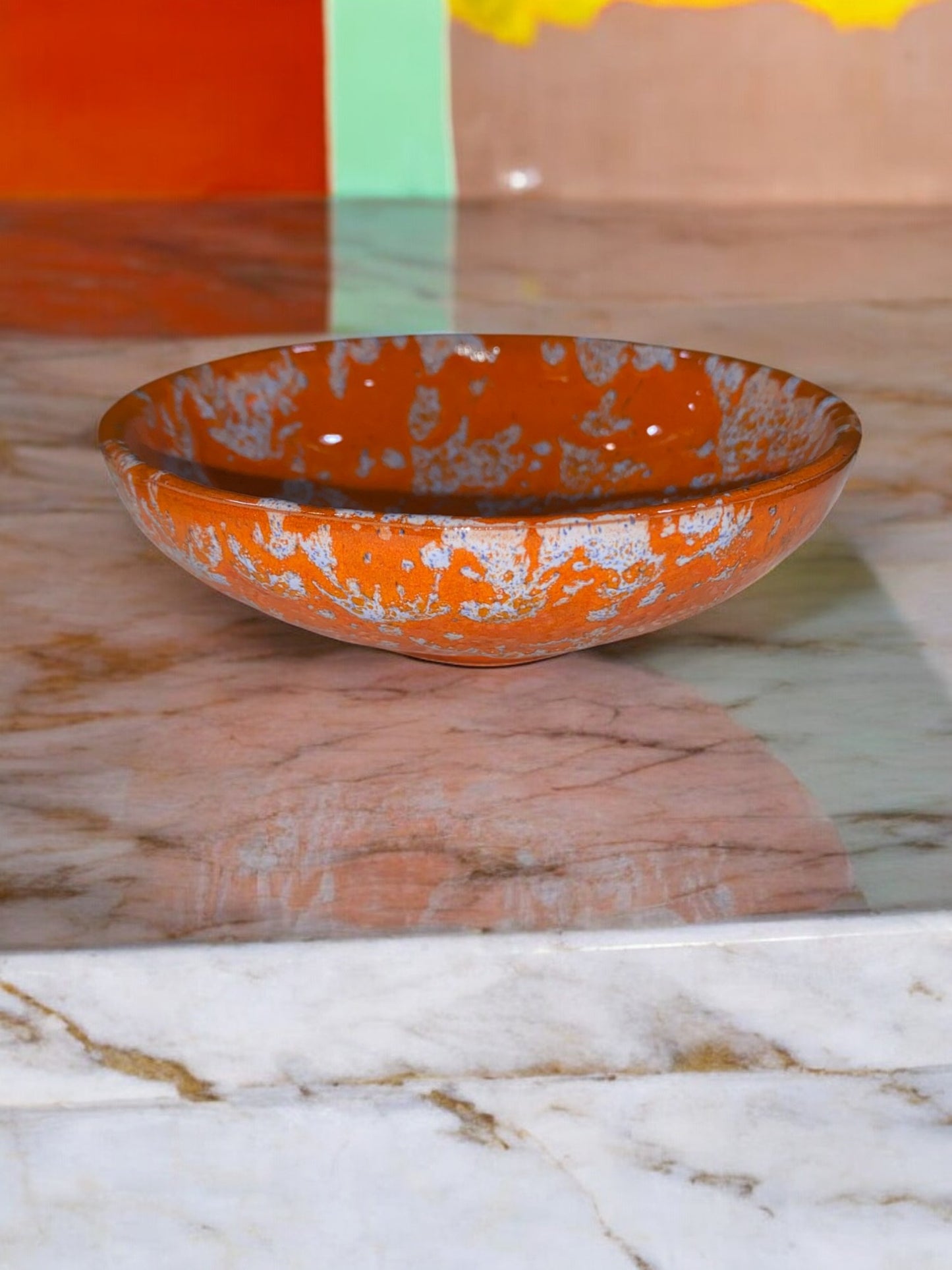 Orange and Blue Aperitif Bowl in Handmade Terracotta