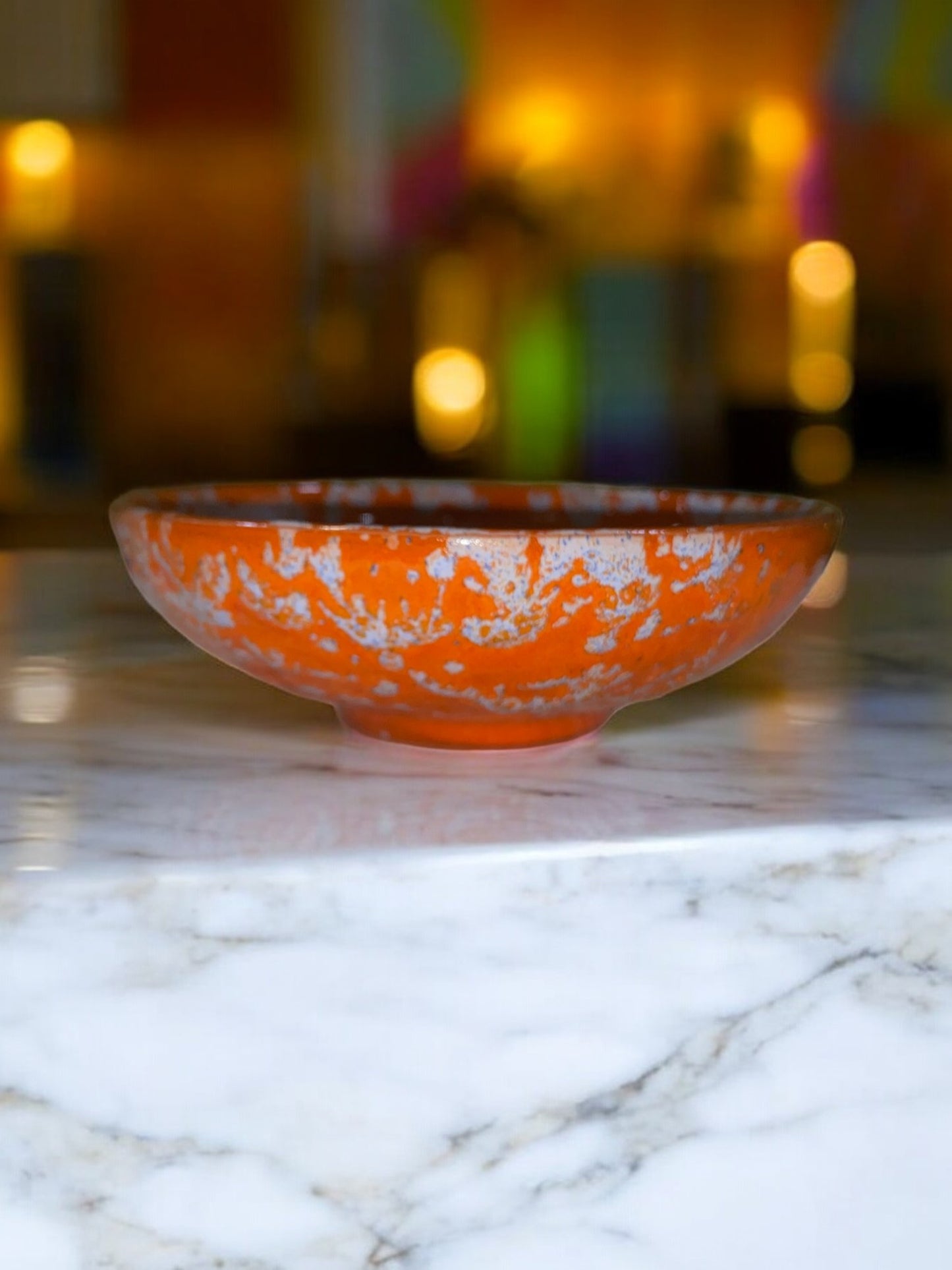 Orange and Blue Aperitif Bowl in Handmade Terracotta