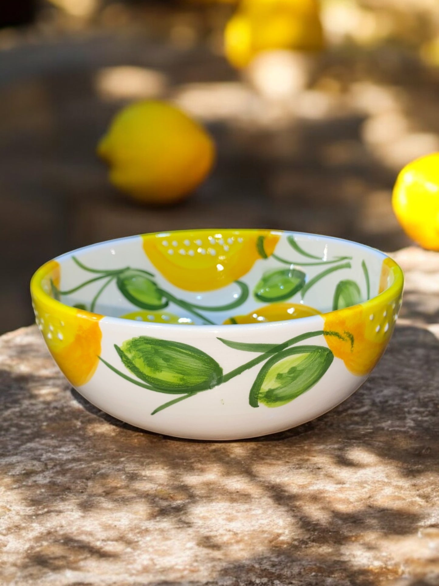 Large Handmade Ceramic Bowl - Lemon Pattern