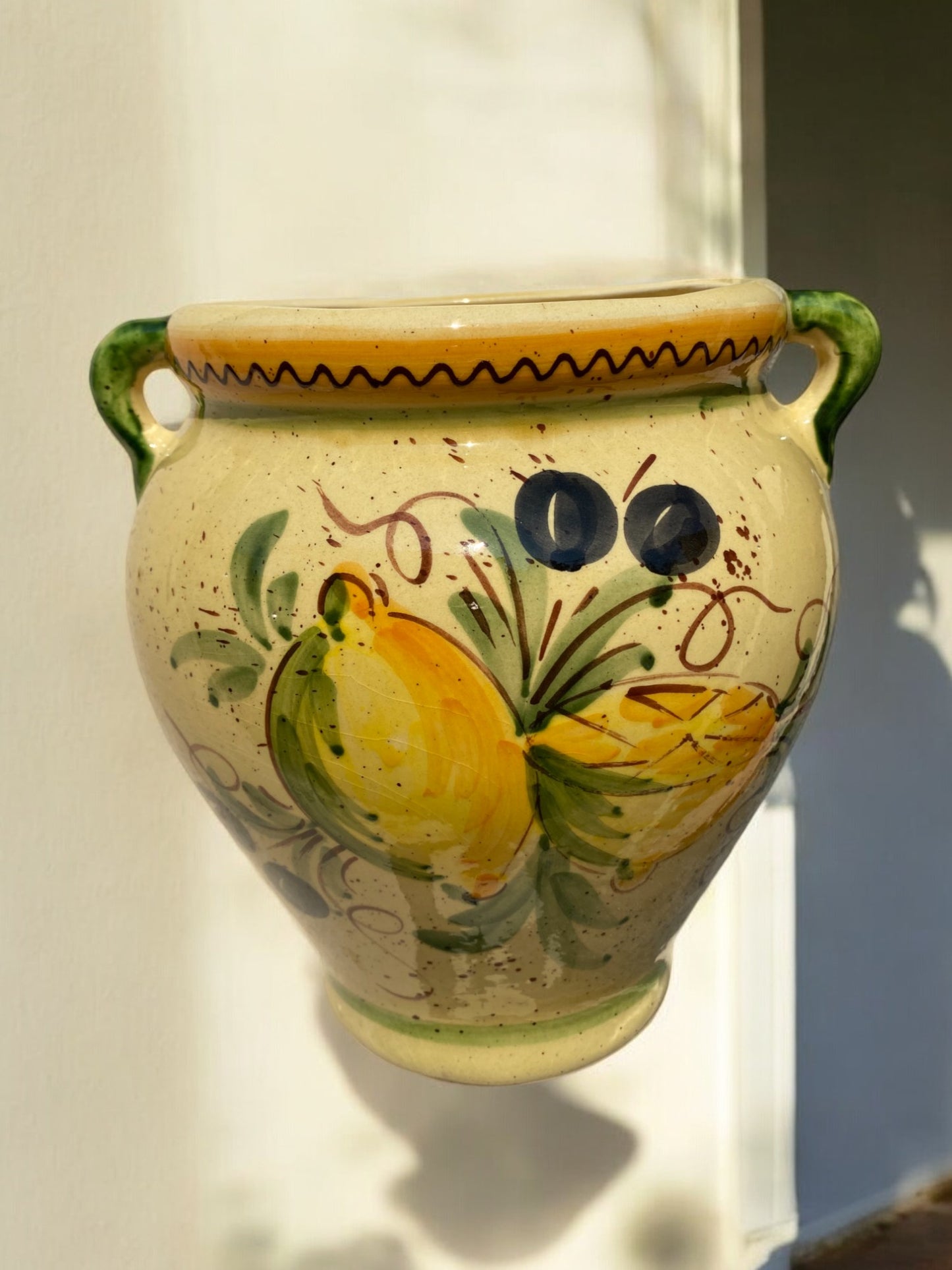 Cache-pot de Grande Taille en Céramique Artisanale - Motif Citron Provençal