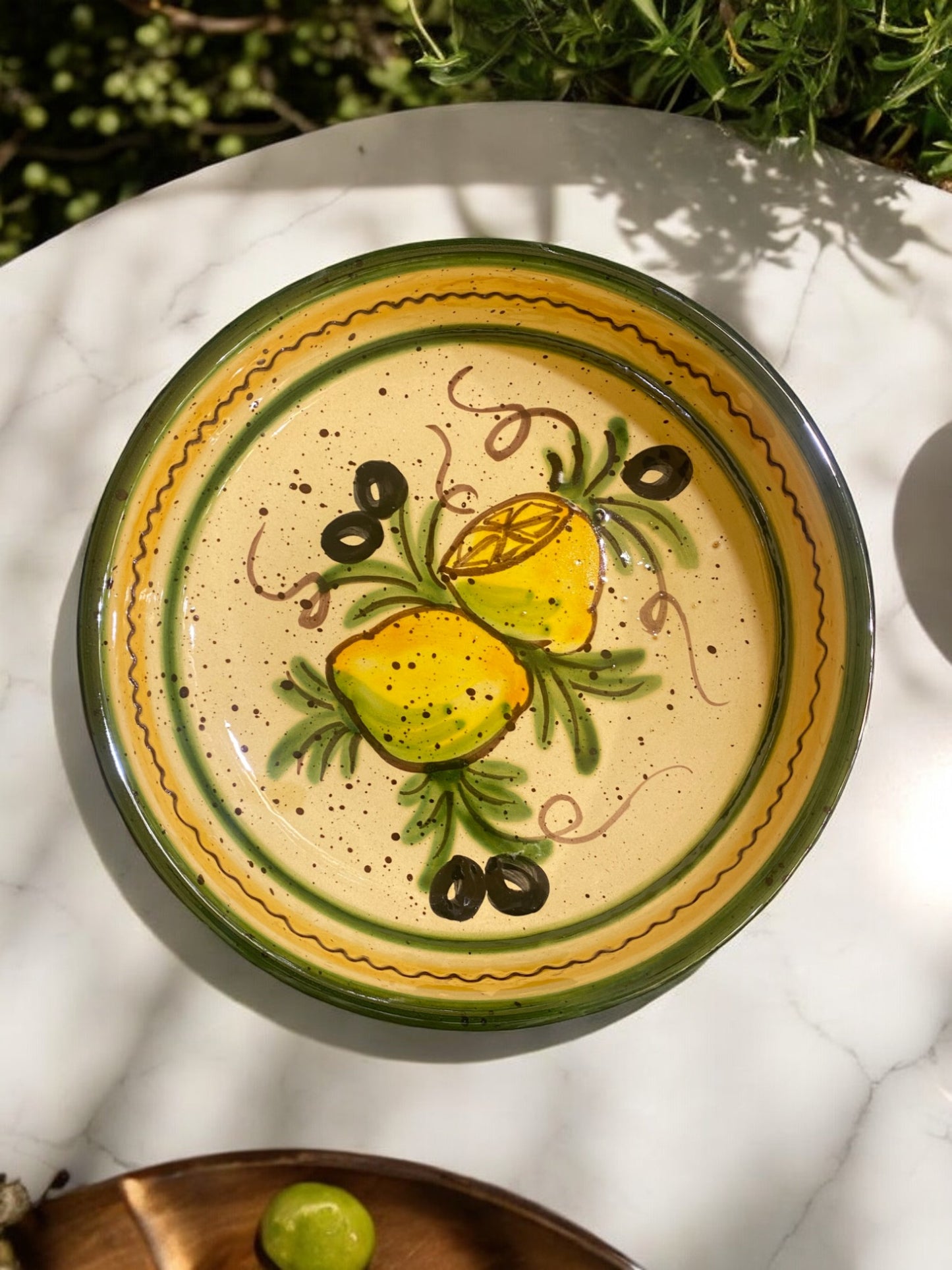 Large Handmade Ceramic Bowl with Provencal Lemon Motifs