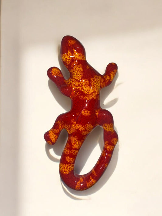 Petit Lézard Rouge en Céramique Artisanale