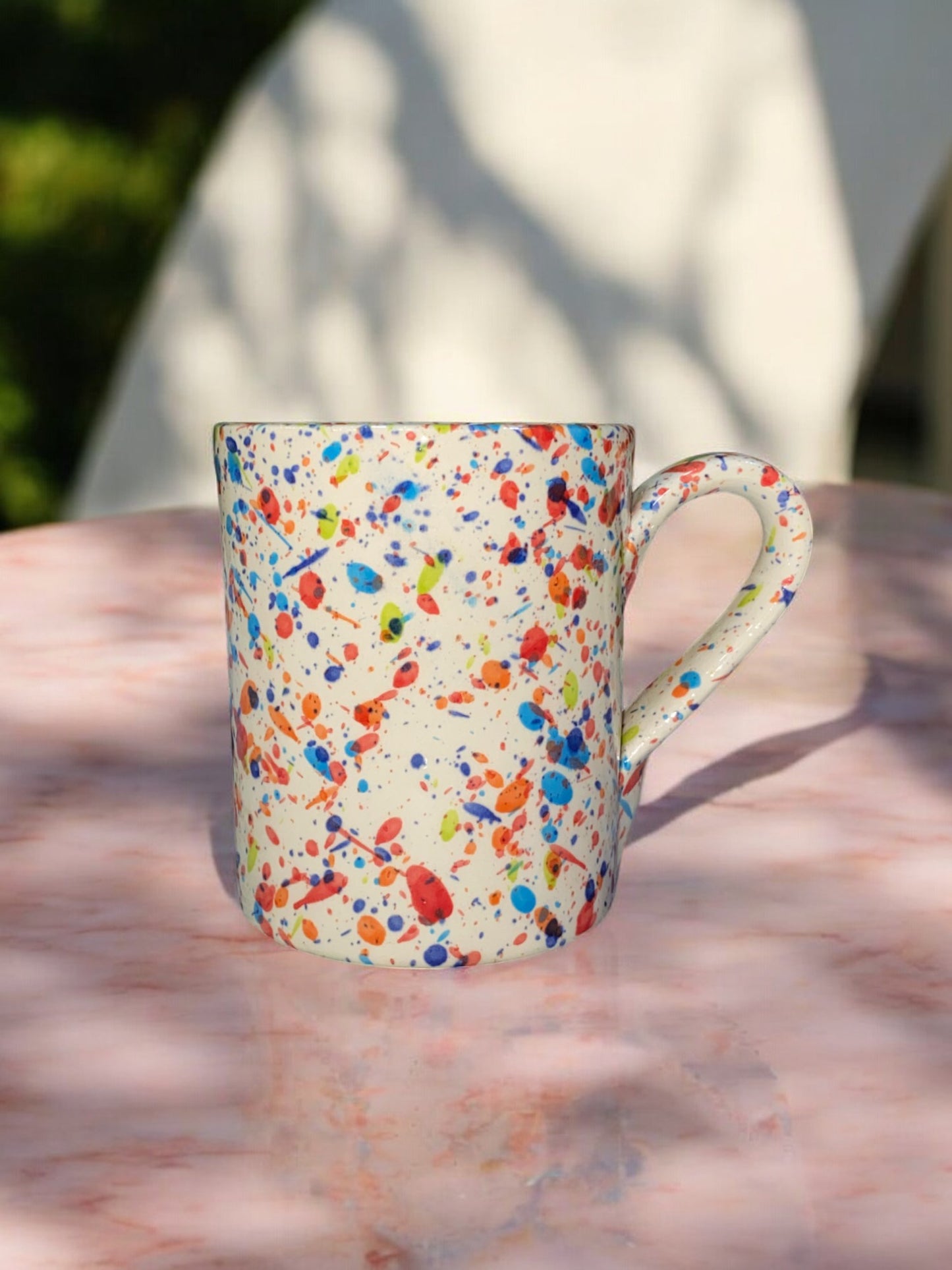 Handmade Ceramic Mug with Red Speckled Pattern