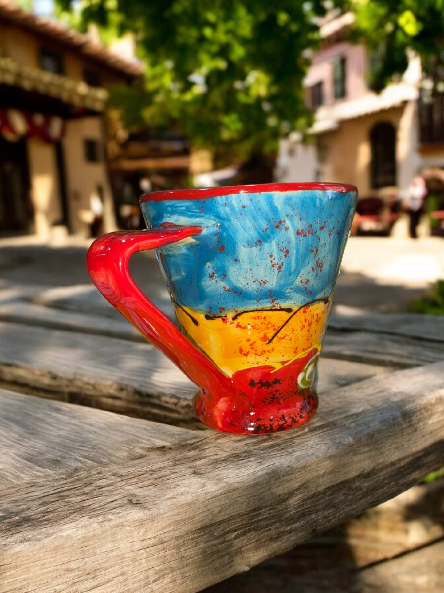 Mug Conique en Céramique Artisanale - Motif Village Provençal