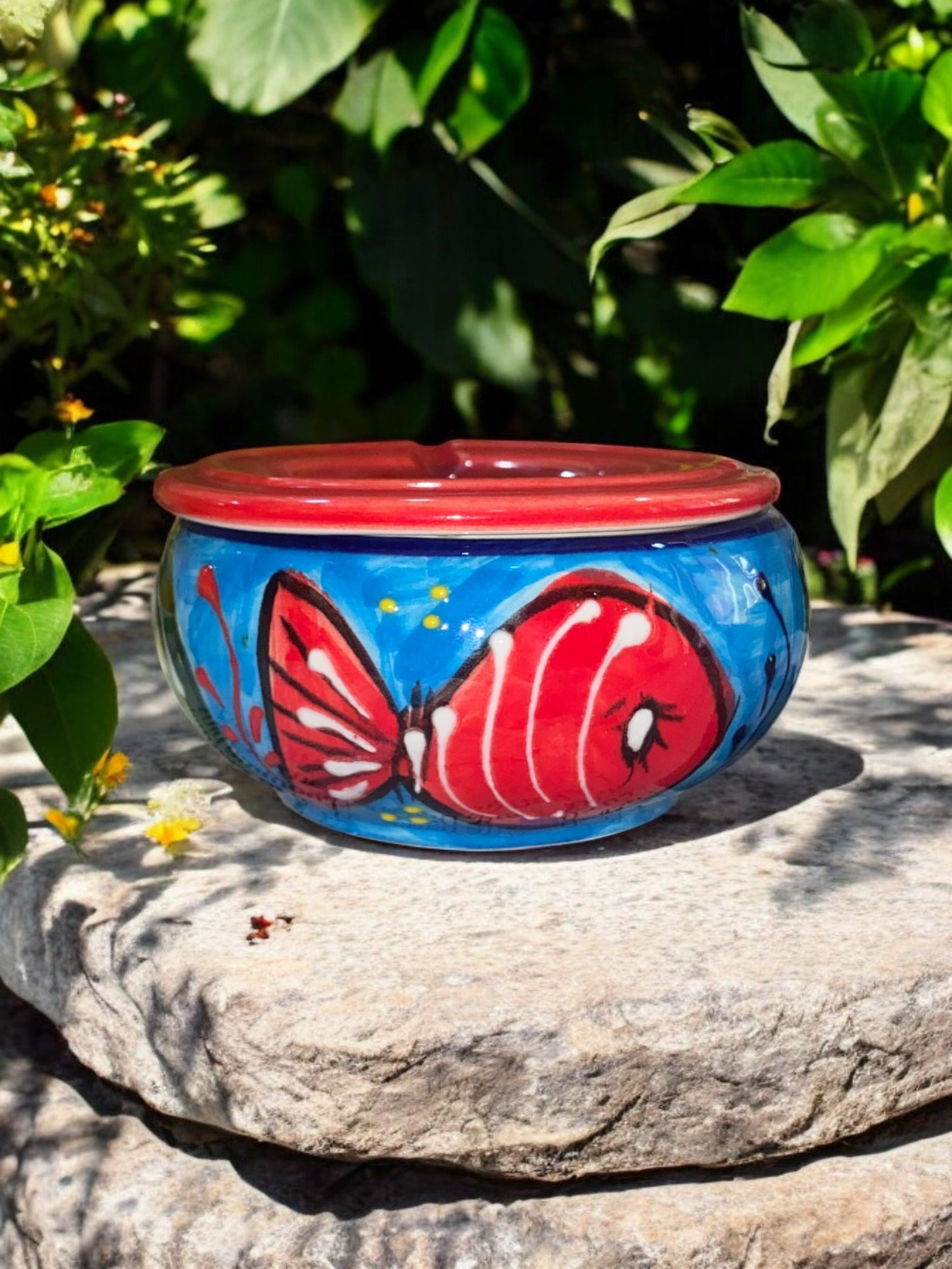 Handmade Ceramic Ashtray - Aquamarine Pattern