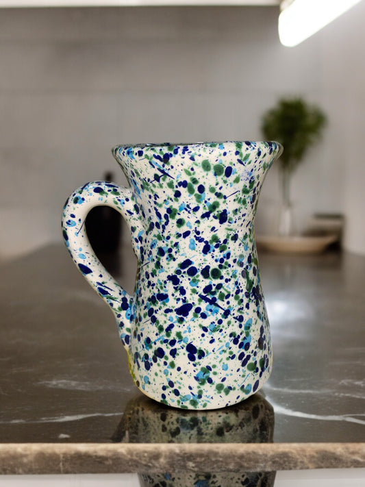 Piche en Céramique Artisanale - Motif Moucheté Bleu et Vert