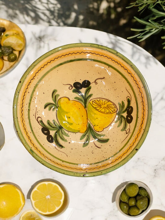 Saladier Oval en Céramique Artisanale - Motif Citron Provençal