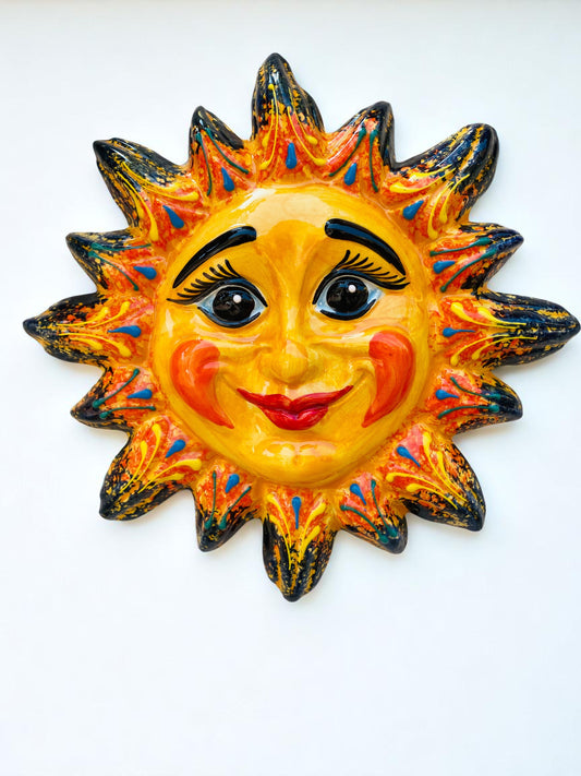 Grand Soleil Coloré en Céramique Artisanale